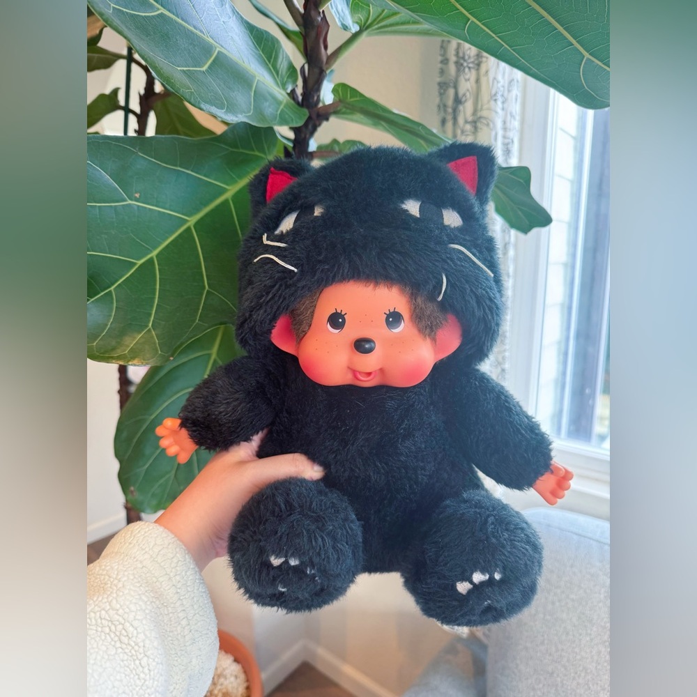 Large Monchhichi black cat plushies